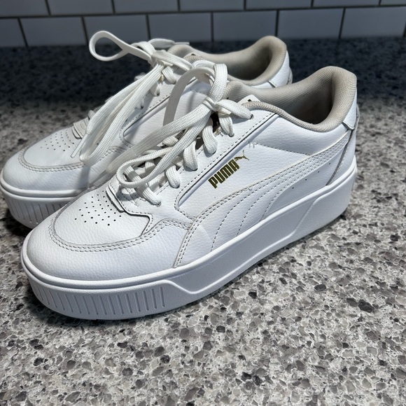 Puma White Karmen Rebelle Platform Retro Inspired Sneakers Size 7.5 - Picture 1 of 6